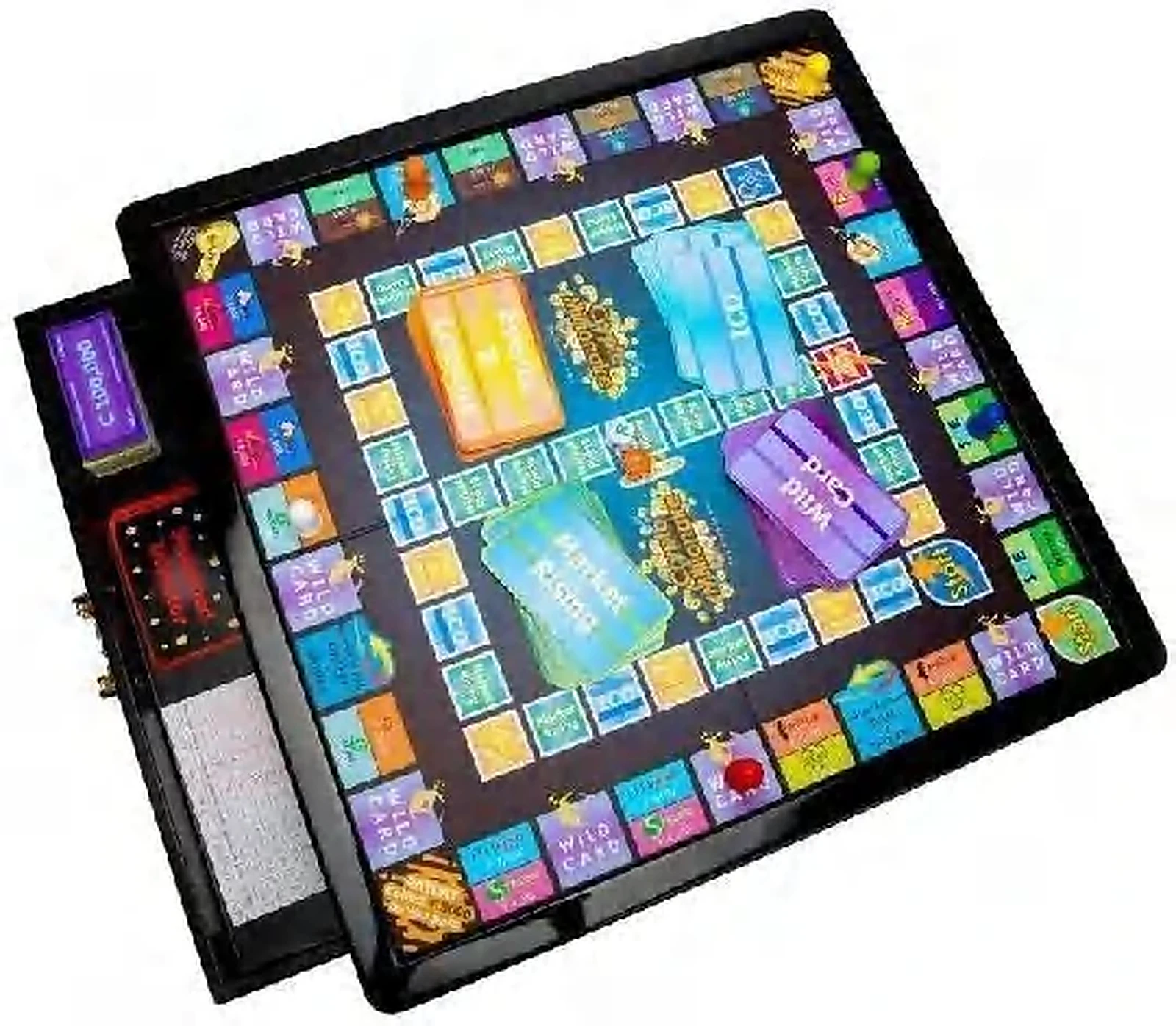 Board-game kit with visible board, cards, pieces and printed packaging